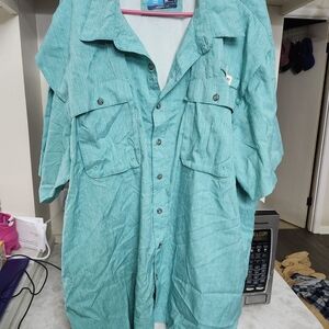 Magellan Outdoors Men's Turquoise Casual Button Down Shirt